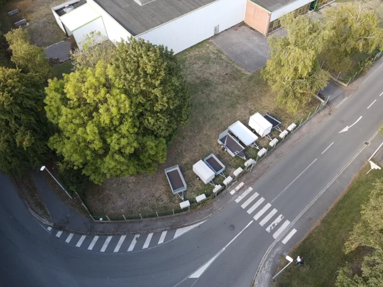 Vue aérienne du site VEB Trailers de Vendin-le-Vieil, près de Lens